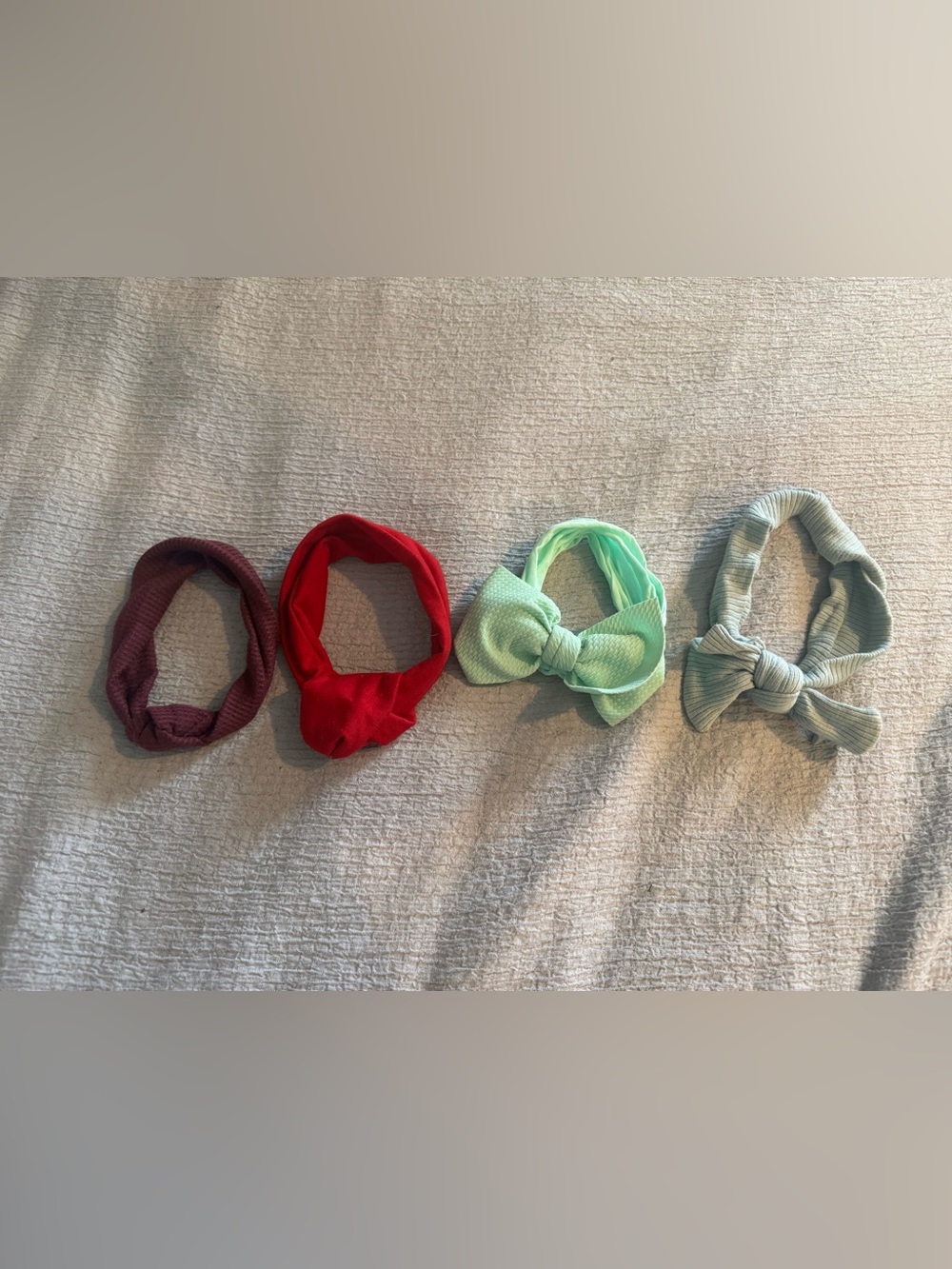 Kids Soft Fabric Headbands - Red and Mint Green
